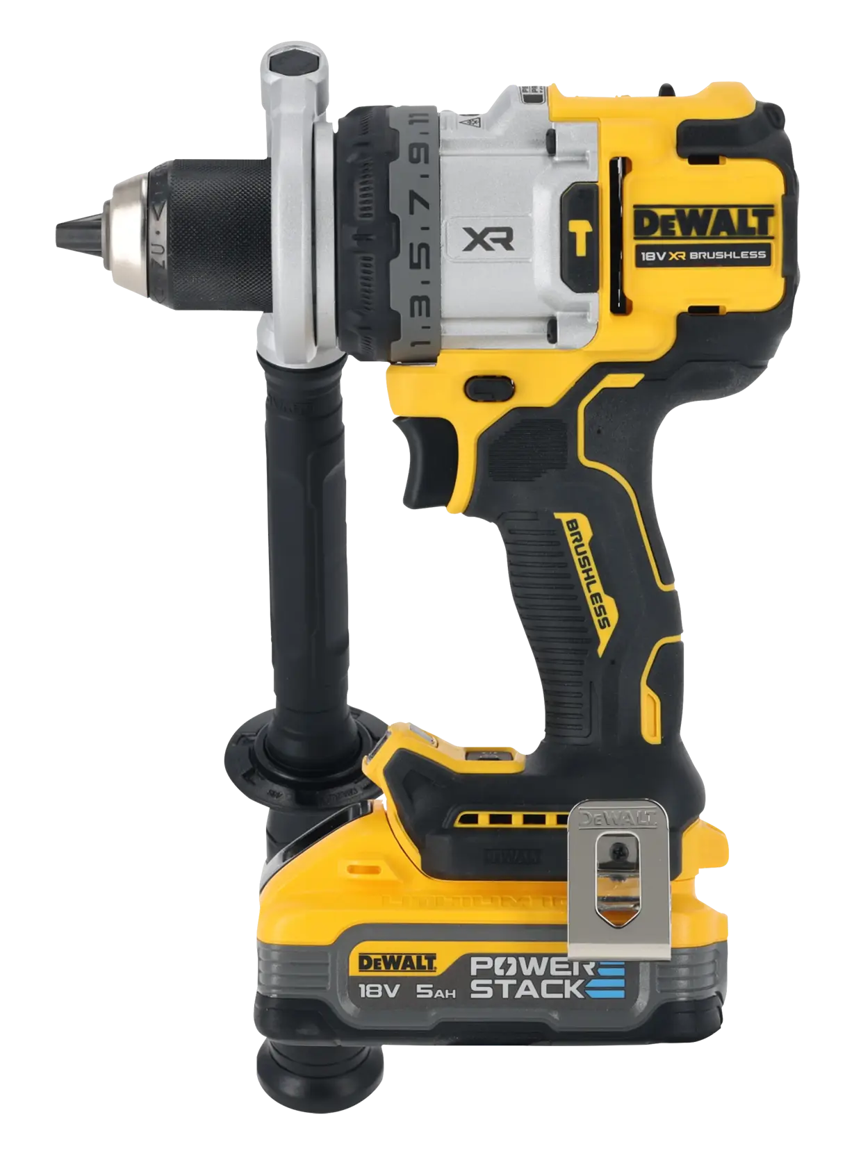 18V XR premium hiiliharjaton akkuiskuporakone, 2 x 5.0 Ah POWERSTACK-akku