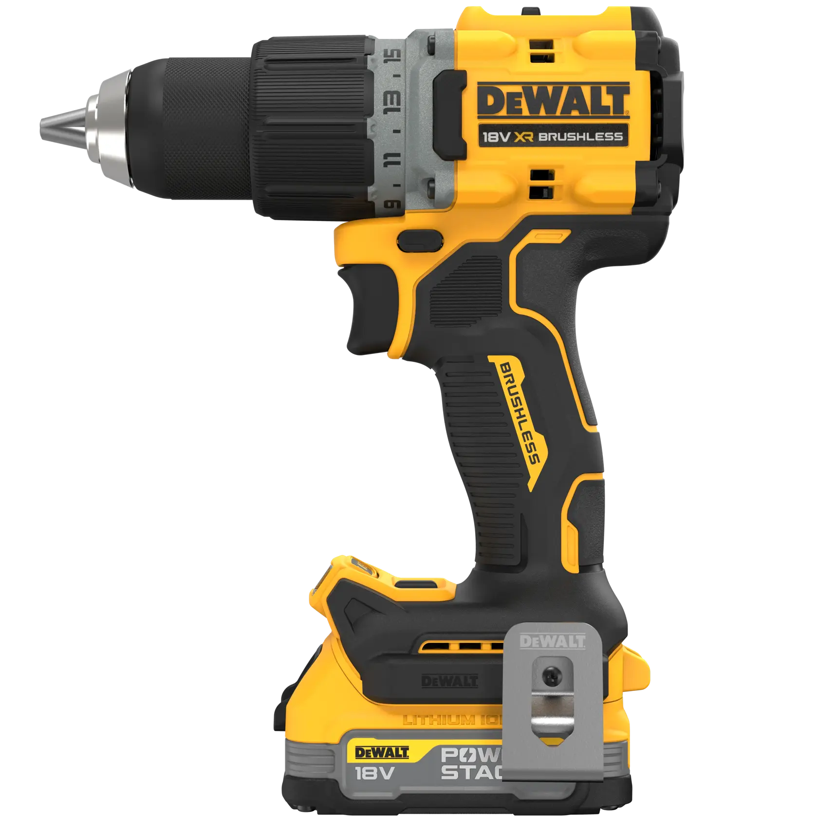 18V XR hiiliharjaton porakone, 1 x POWERSTACK Compact -akku