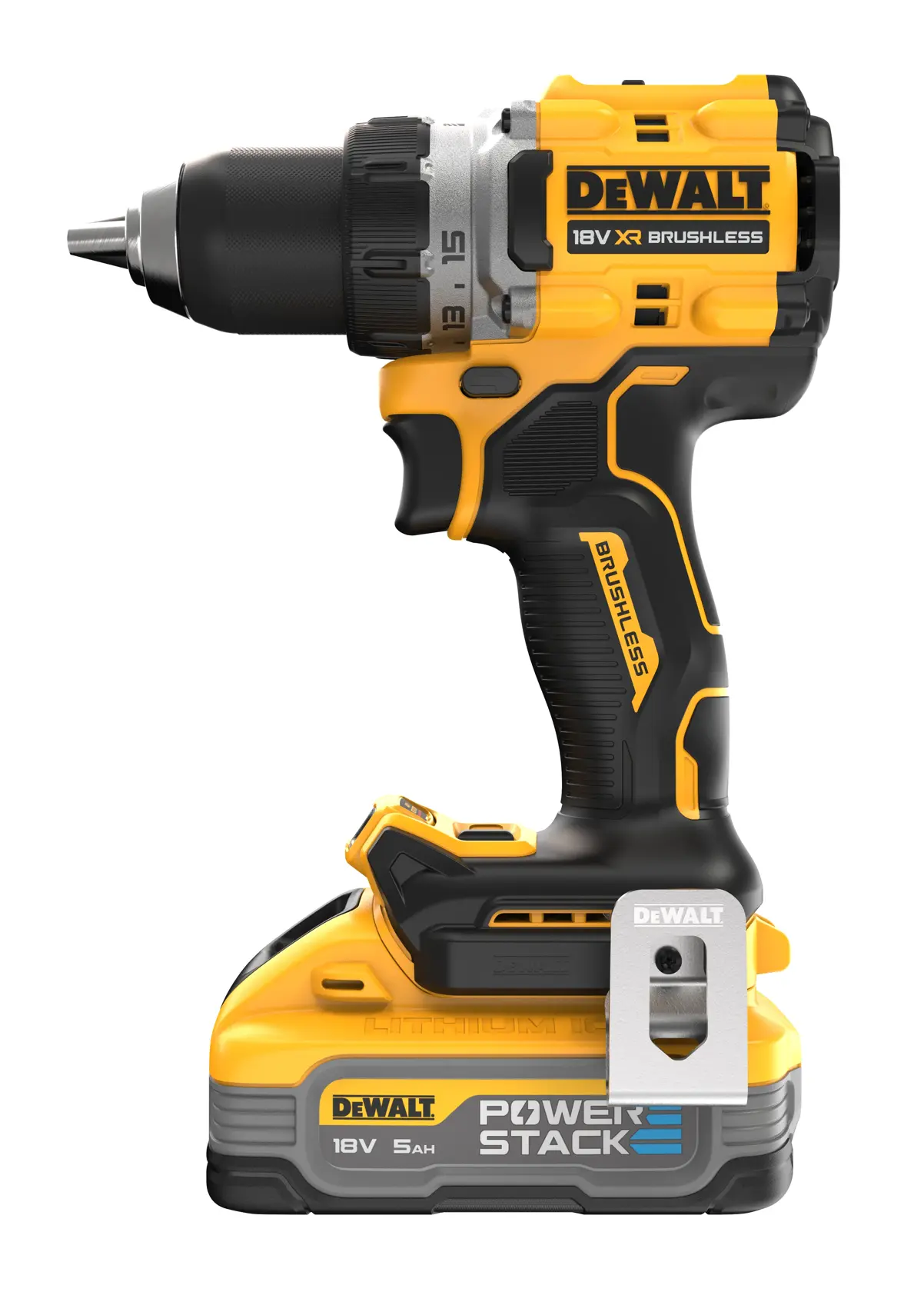 18V XR hiiliharjaton porakone, 2 x POWERSTACK 5 AH
