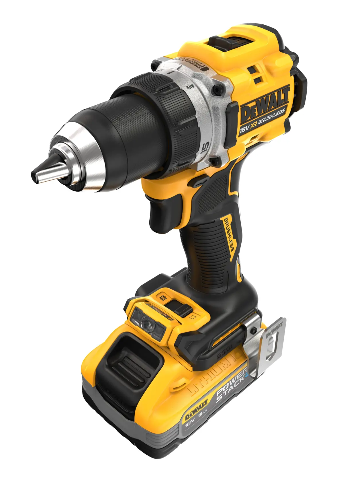 18V XR hiiliharjaton porakone, 2 x POWERSTACK 5 AH