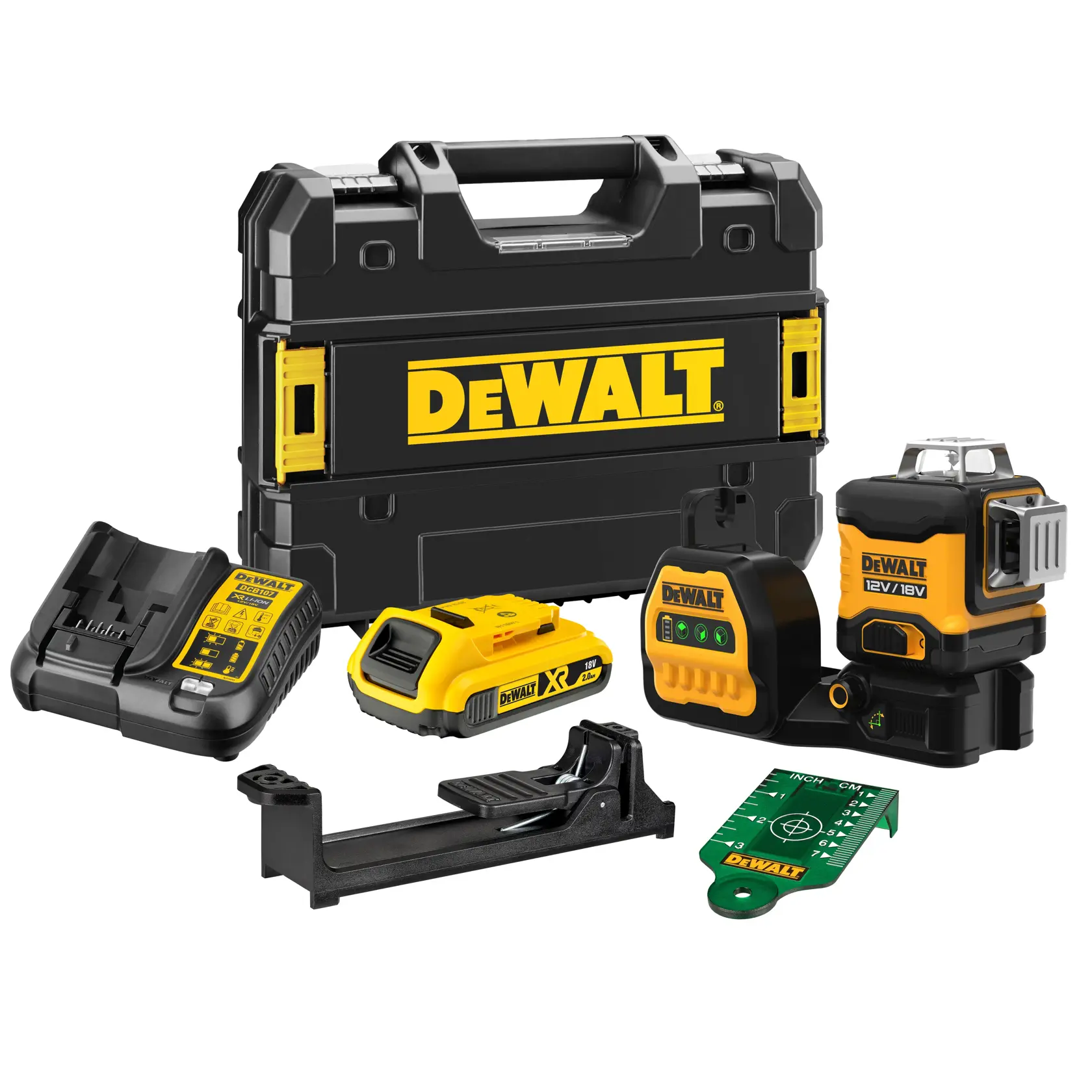 12V / 18V XR 3 X 360 vihreä ristilinjalaser - 1 X 2Ah