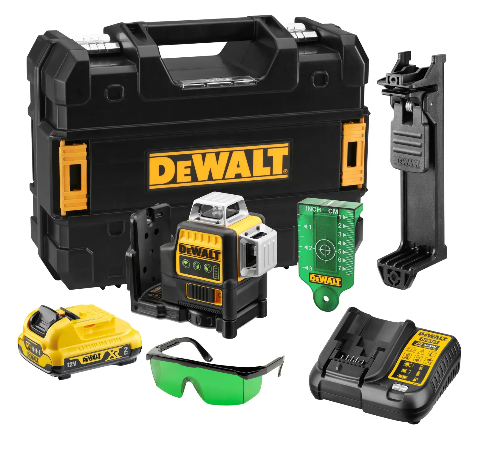 DEWALT® 12V XR® 3 x 360 ristilinjalaser, 1 x 2Ah