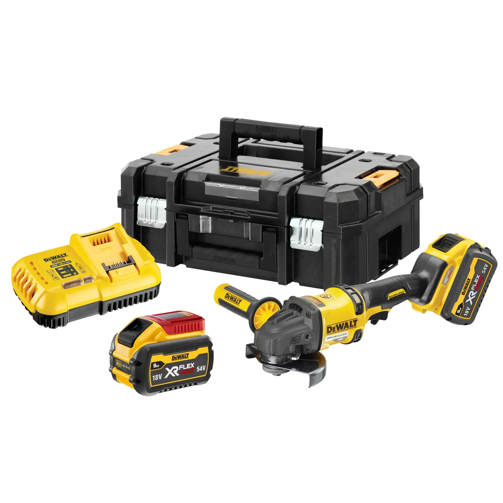 54V XR FLEXVOLT 125 mm -kulmahiomakone, 2 X 9 Ah