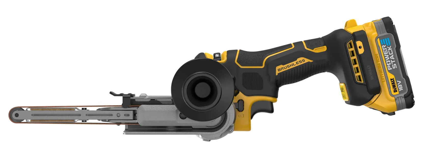 18V XR hiiliharjaton nauhahiomakone, 2 x POWERSTACK Compact -akku