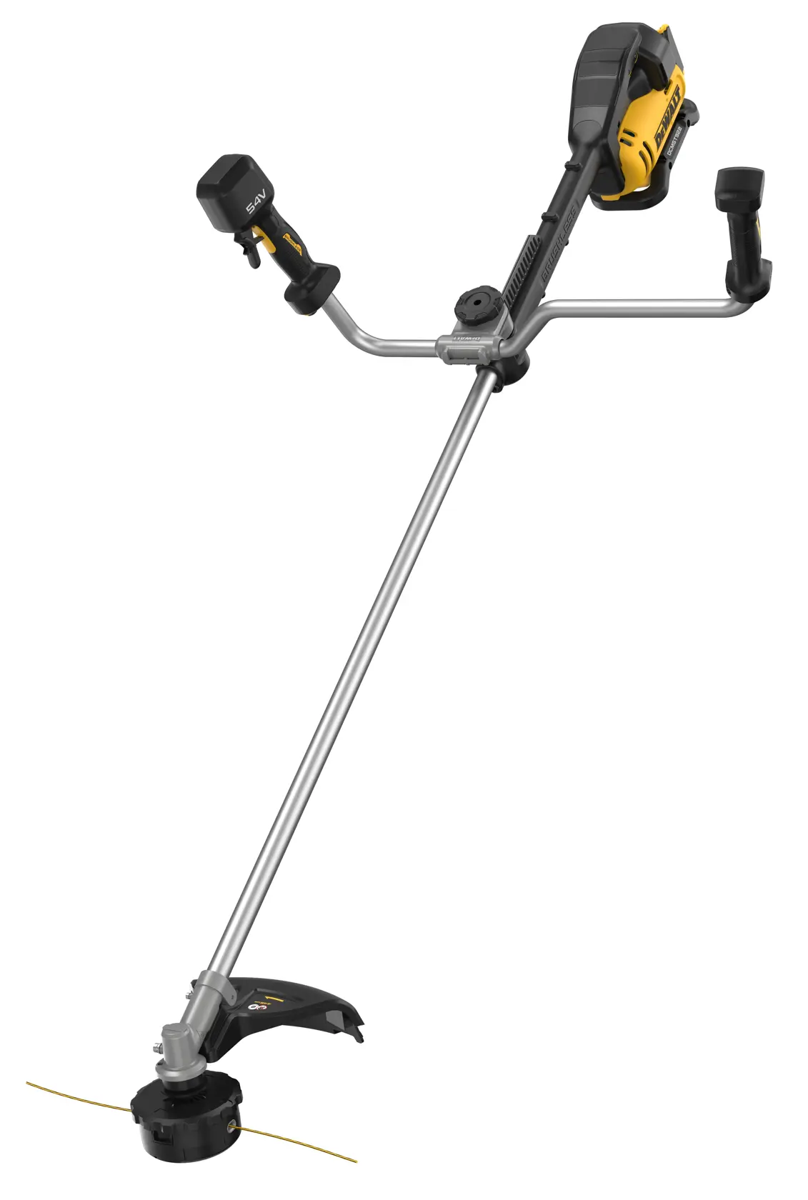 DEWALT brush cutter DCMST922N, DCMST922N-XJ with dual handles and metal shaft, shown for photography.