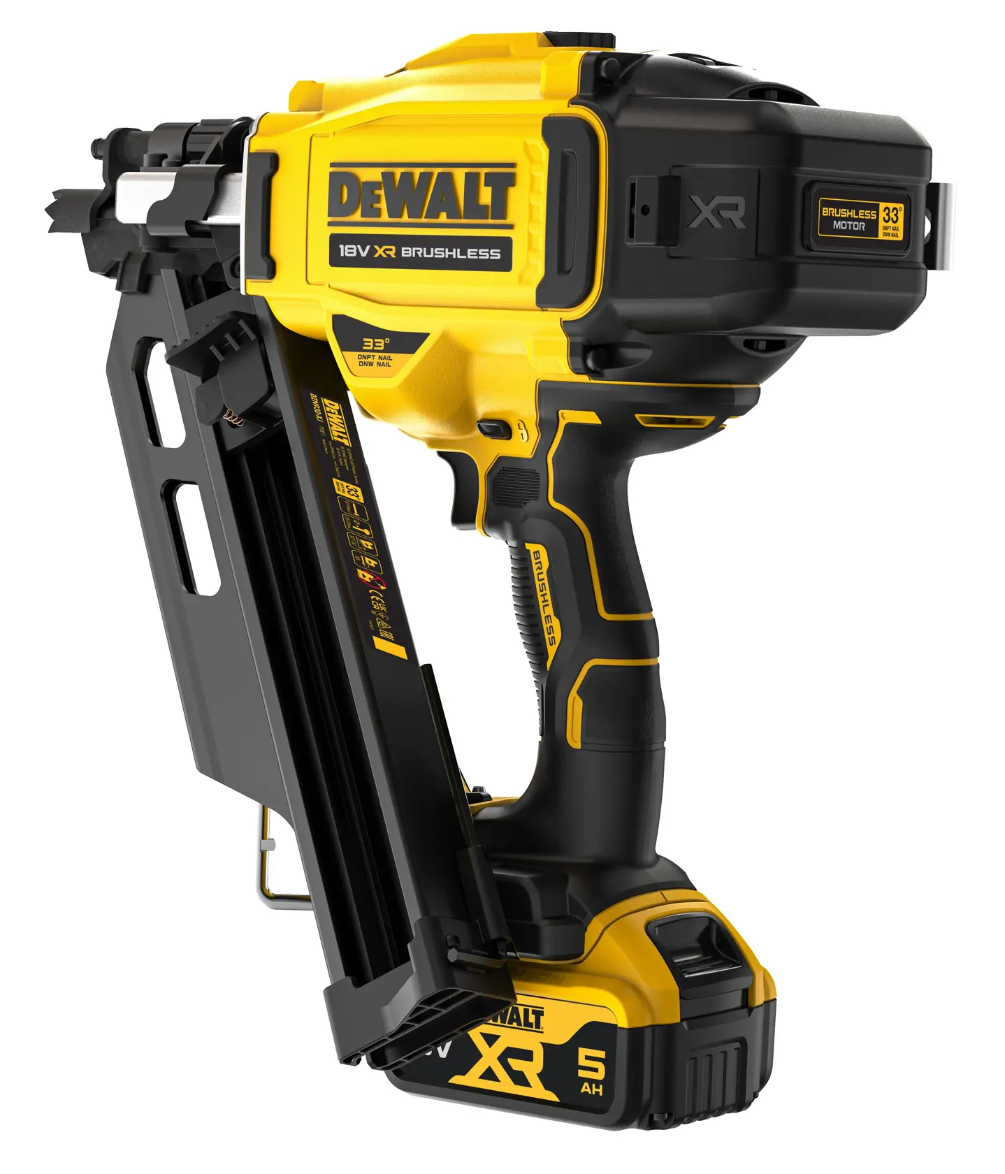 18V XR 33° hiiliharjaton akkurunkonaulain, 2 x 5,0 Ah