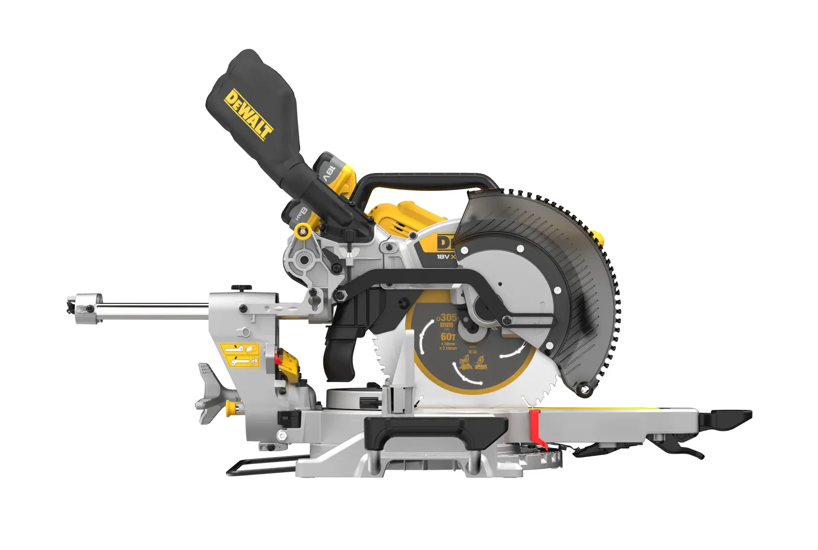 18V XR 305 mm katkaisu-/jiirisaha, 2 x 8,0 Ah