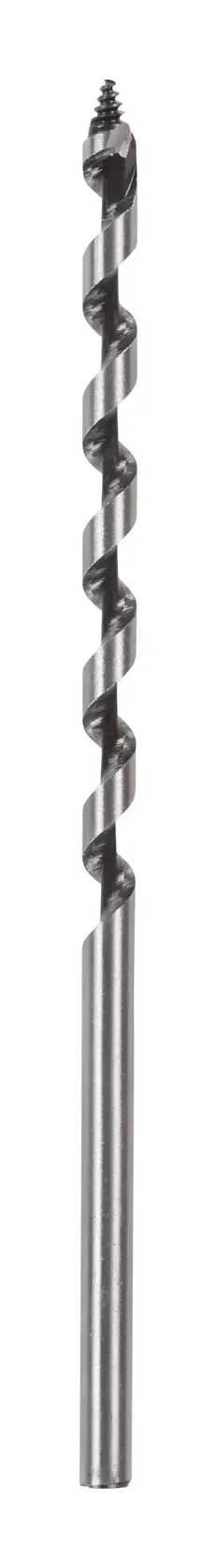 A single metal auger drill bit with a spiral flute design and a sharp threaded tip, shown on a plain white background.