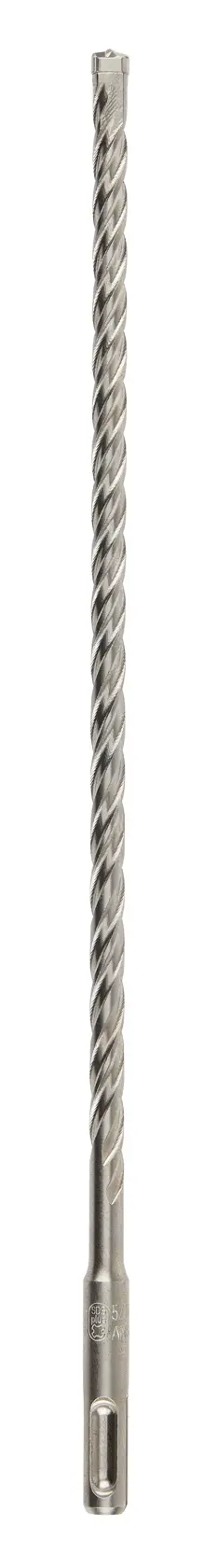 A single long, metallic masonry drill bit with a spiral flute, designed for use with rotary hammer drills. The tip and shank are visible against a white background.
